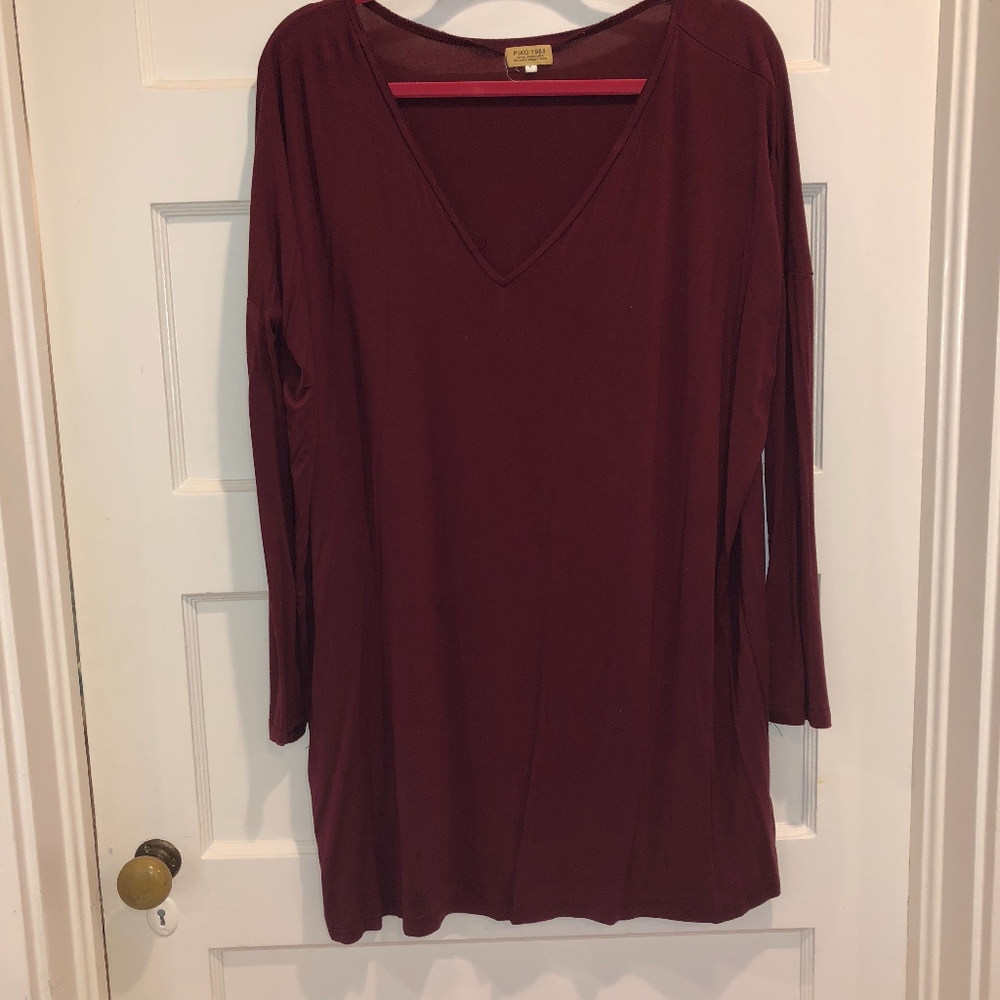 PIKO 1988 Maroon V-Neck Dress